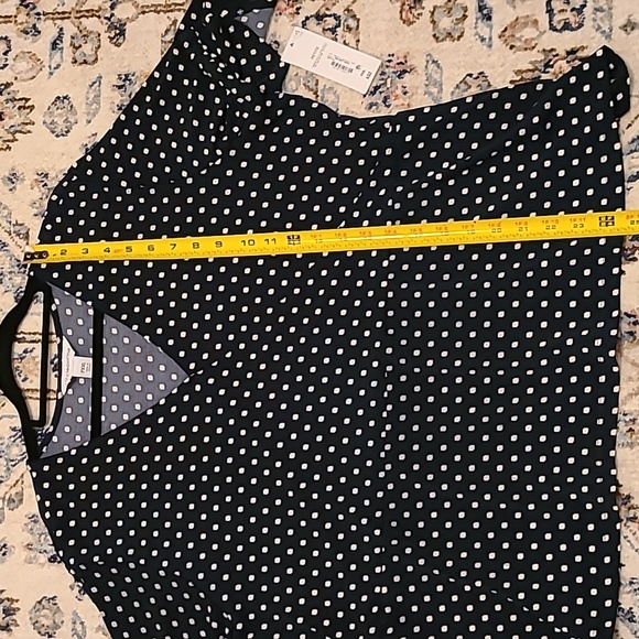 LIZ CLAIBORNE WOMEN'S PLUS SIZE PETITE BLUE & WHITE DOT CRISSCROSS TOP SIZE PXXL - Picture 11 of 13